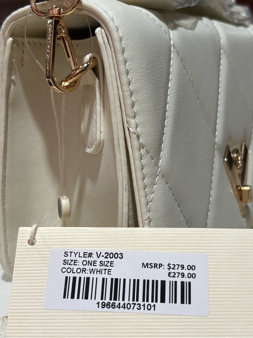 Valentino Orlandi White Quilted Crossbody Bag with Gold Hardware - Picture 5 of 10